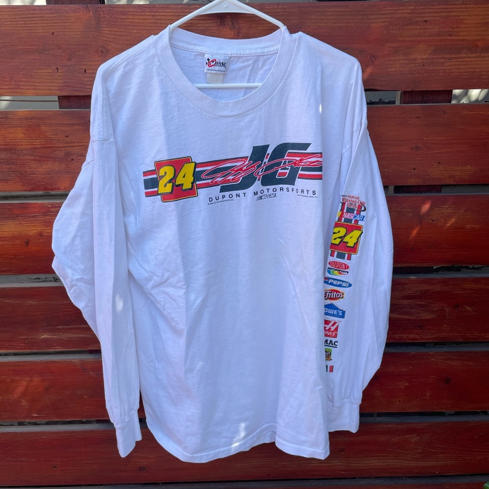 Chase Authentic white long sleeve Jeff Gordon 24 NASCAR